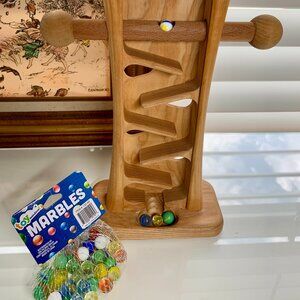 Wood Marble Run Kinetic Toy | Montessori | With Marbles